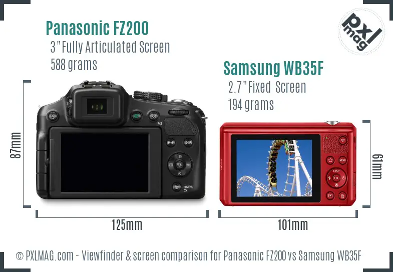 Panasonic FZ200 vs Samsung WB35F Screen and Viewfinder comparison