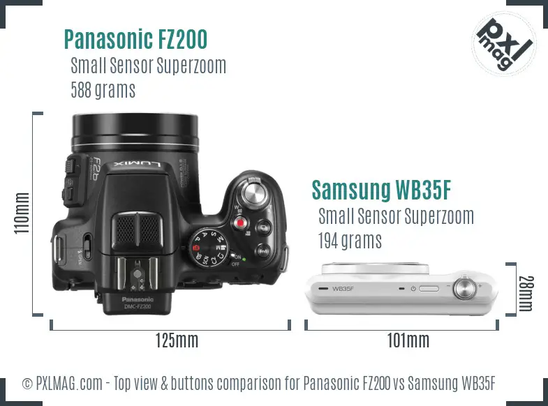 Panasonic FZ200 vs Samsung WB35F top view buttons comparison