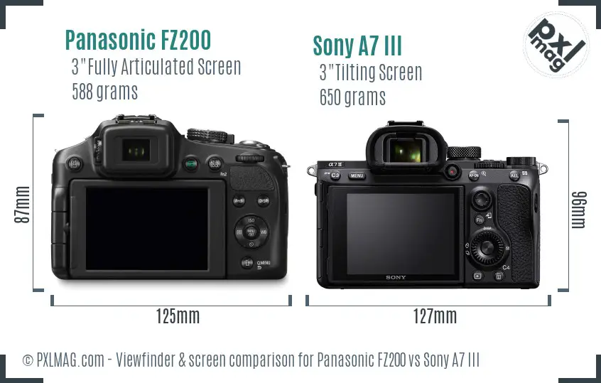 Panasonic FZ200 vs Sony A7 III Screen and Viewfinder comparison Panasonic FZ200 vs Sony A7 III Screen and Viewfinder comparison