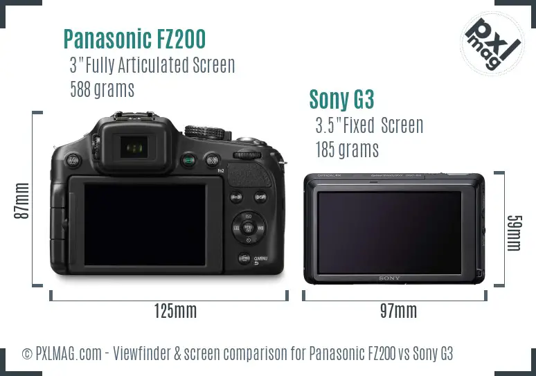 Panasonic FZ200 vs Sony G3 Screen and Viewfinder comparison Panasonic FZ200 vs Sony G3 Screen and Viewfinder comparison