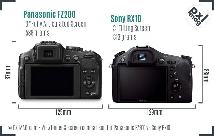 Panasonic FZ200 vs Sony RX10 Screen and Viewfinder comparison