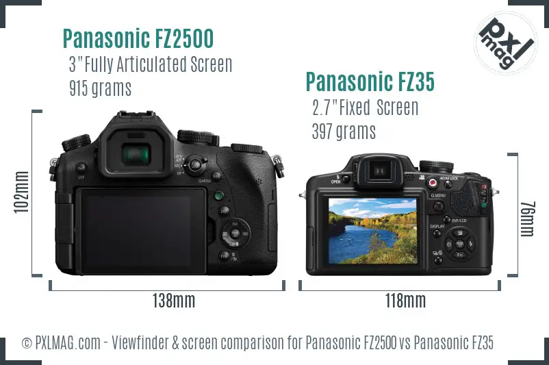 Panasonic FZ2500 vs Panasonic FZ35 Screen and Viewfinder comparison