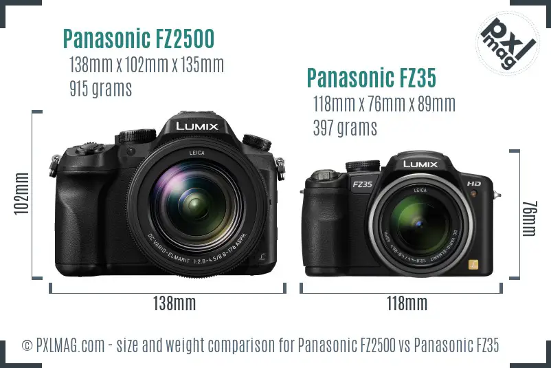 Panasonic FZ2500 vs Panasonic FZ35 size comparison