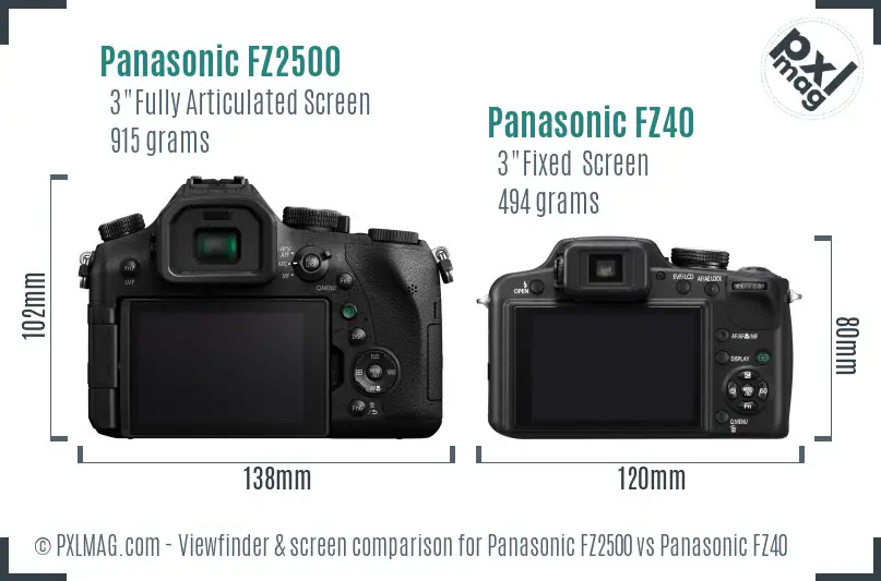 Panasonic FZ2500 vs Panasonic FZ40 Screen and Viewfinder comparison