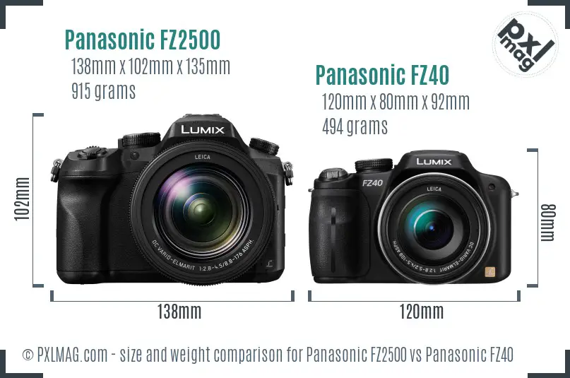 Panasonic FZ2500 vs Panasonic FZ40 size comparison