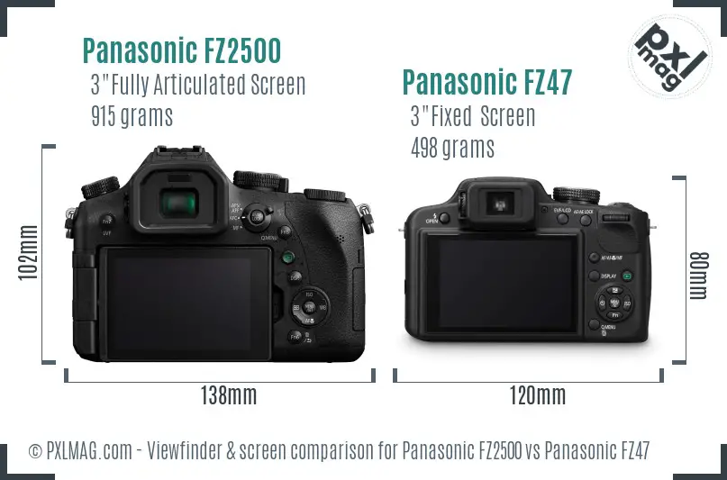 Panasonic FZ2500 vs Panasonic FZ47 Screen and Viewfinder comparison