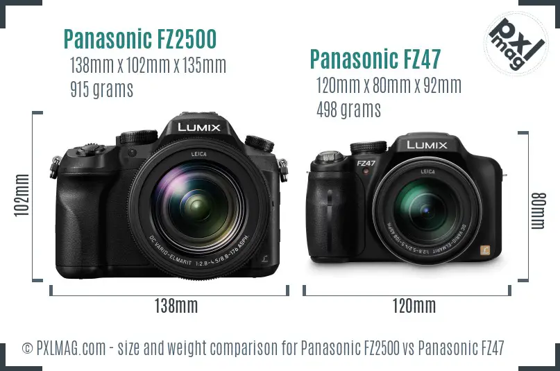 Panasonic FZ2500 vs Panasonic FZ47 size comparison