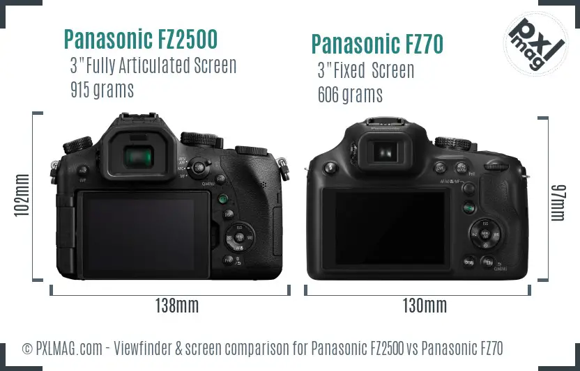 Panasonic FZ2500 vs Panasonic FZ70 Screen and Viewfinder comparison