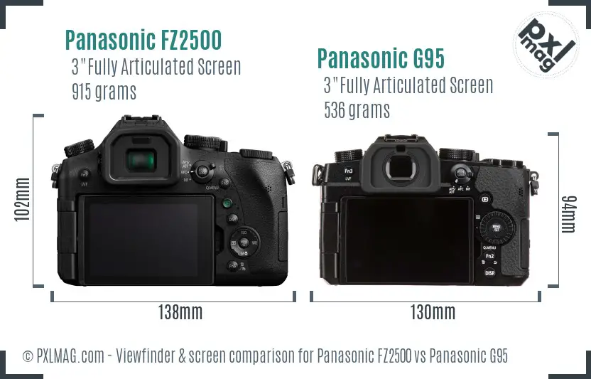 Panasonic FZ2500 vs Panasonic G95 Screen and Viewfinder comparison