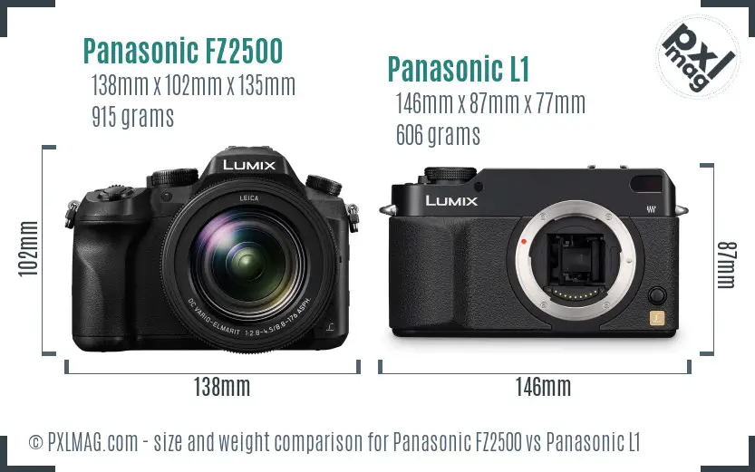 Panasonic FZ2500 vs Panasonic L1 size comparison
