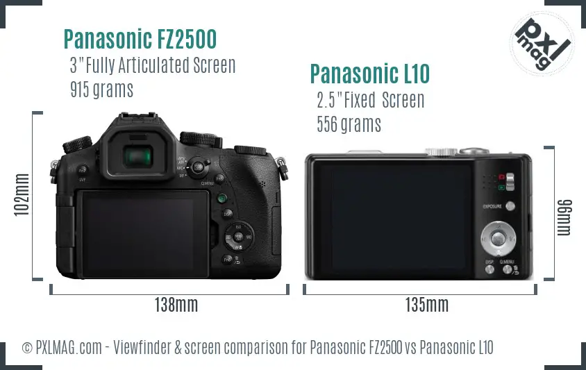 Panasonic FZ2500 vs Panasonic L10 Screen and Viewfinder comparison