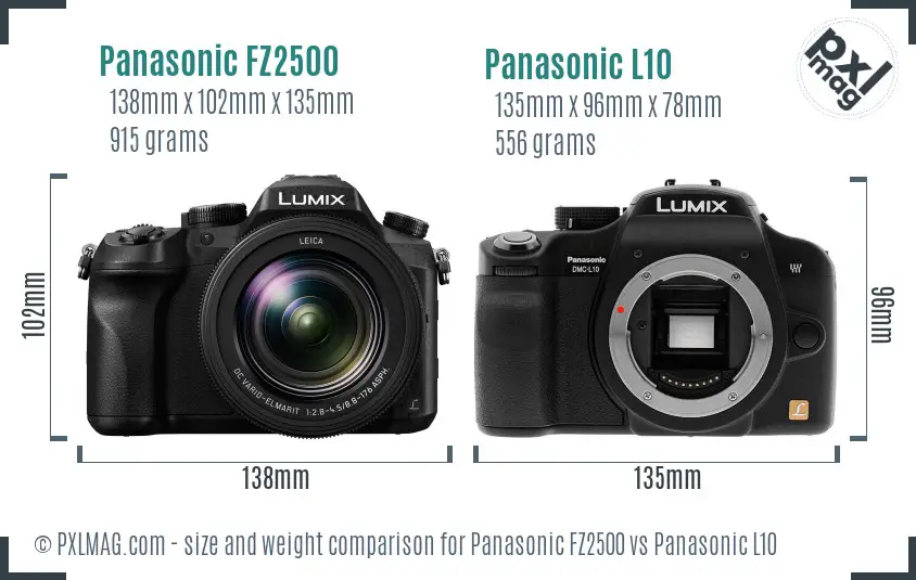 Panasonic FZ2500 vs Panasonic L10 size comparison