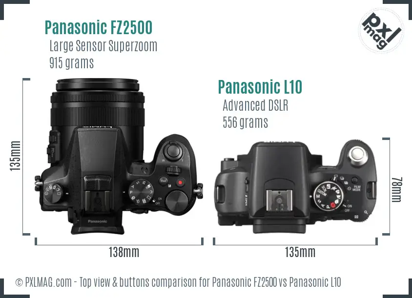 Panasonic FZ2500 vs Panasonic L10 top view buttons comparison