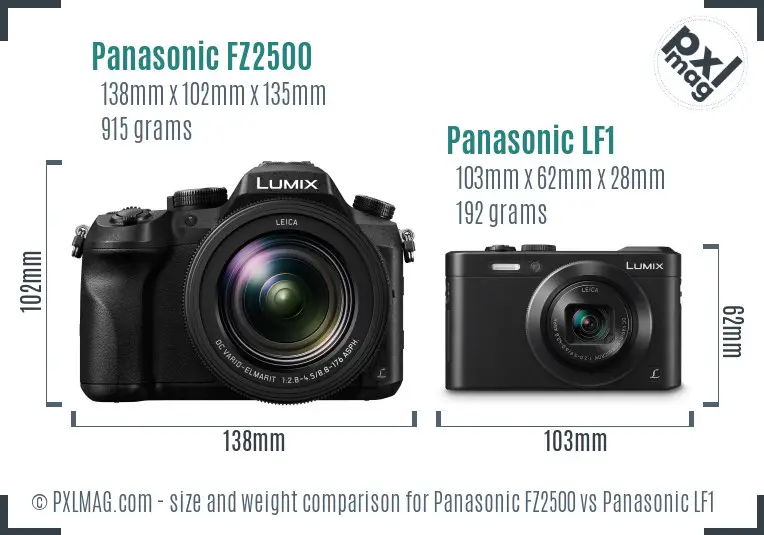 Panasonic FZ2500 vs Panasonic LF1 size comparison