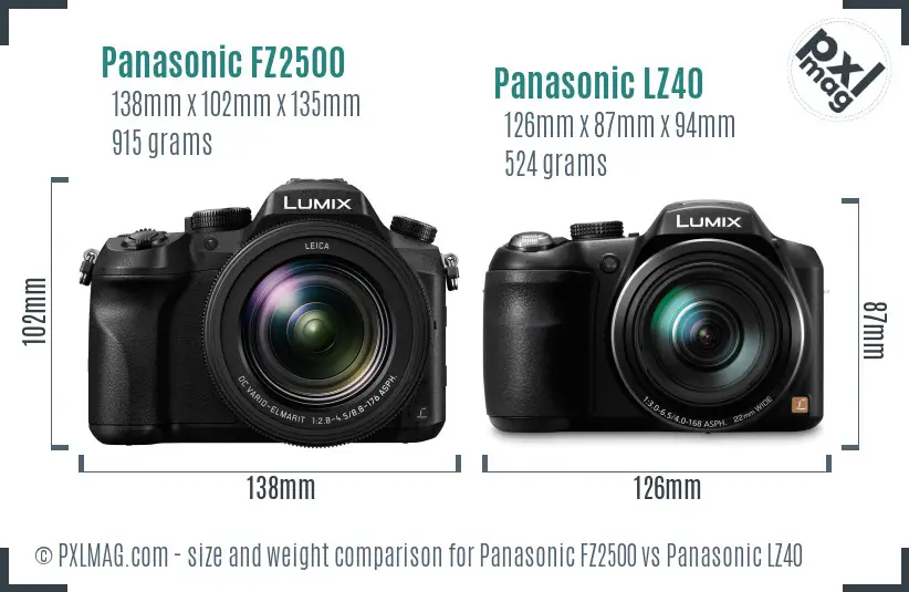 Panasonic FZ2500 vs Panasonic LZ40 size comparison