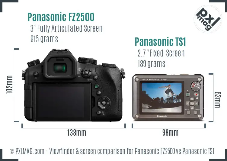 Panasonic FZ2500 vs Panasonic TS1 Screen and Viewfinder comparison