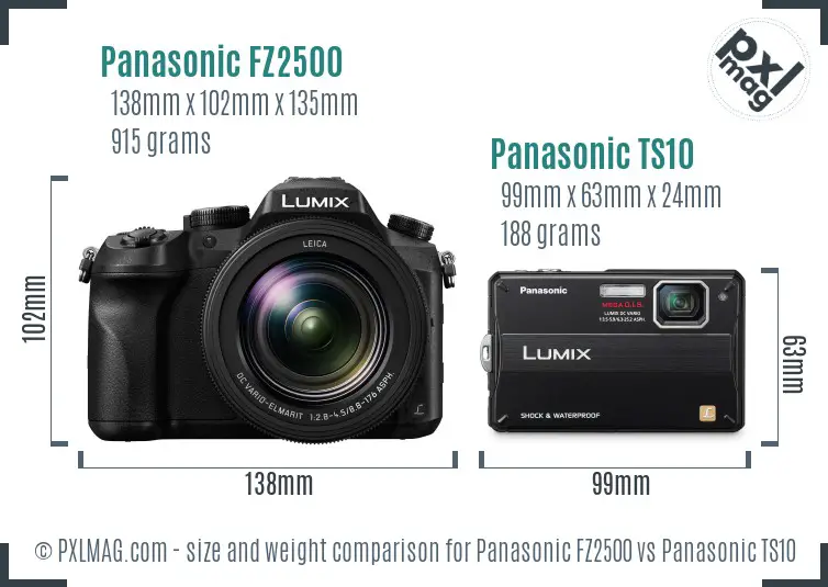 Panasonic FZ2500 vs Panasonic TS10 size comparison