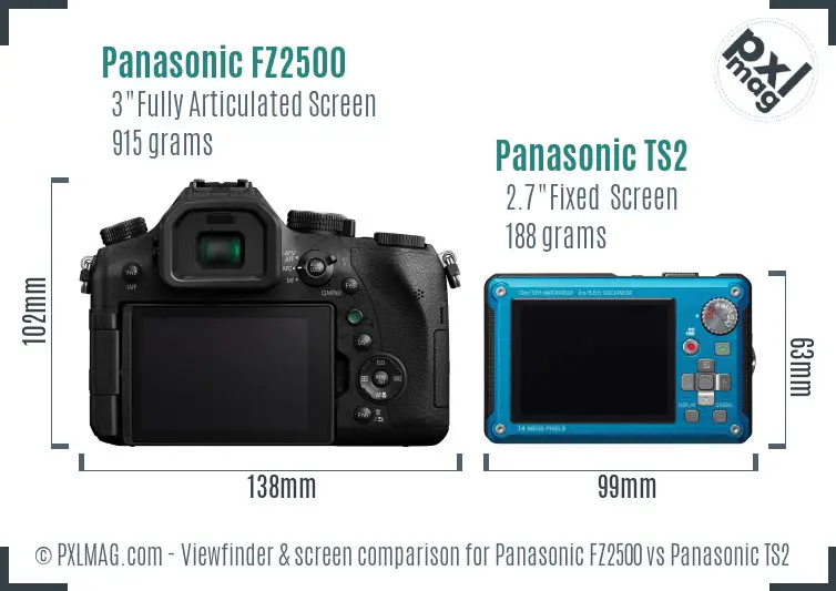 Panasonic FZ2500 vs Panasonic TS2 Screen and Viewfinder comparison