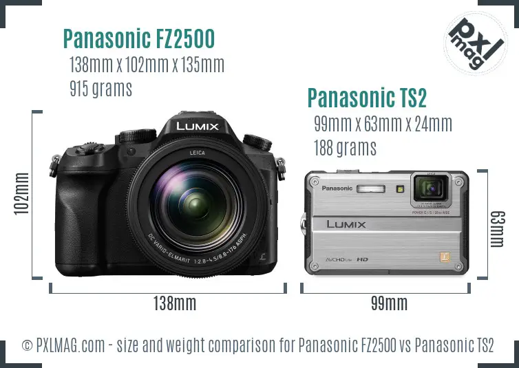 Panasonic FZ2500 vs Panasonic TS2 size comparison