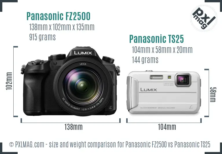 Panasonic FZ2500 vs Panasonic TS25 size comparison