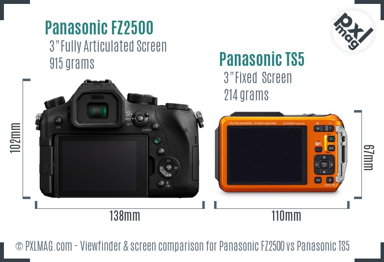 Panasonic FZ2500 vs Panasonic TS5 Screen and Viewfinder comparison