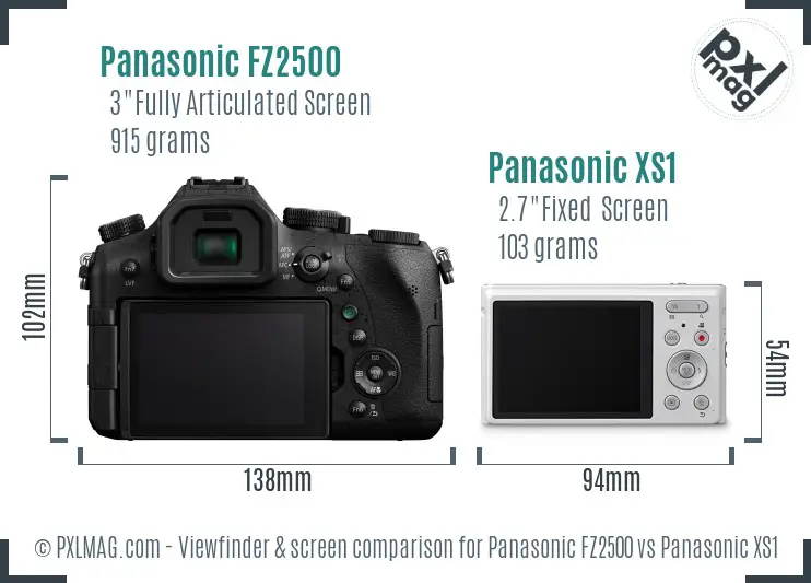 Panasonic FZ2500 vs Panasonic XS1 Screen and Viewfinder comparison