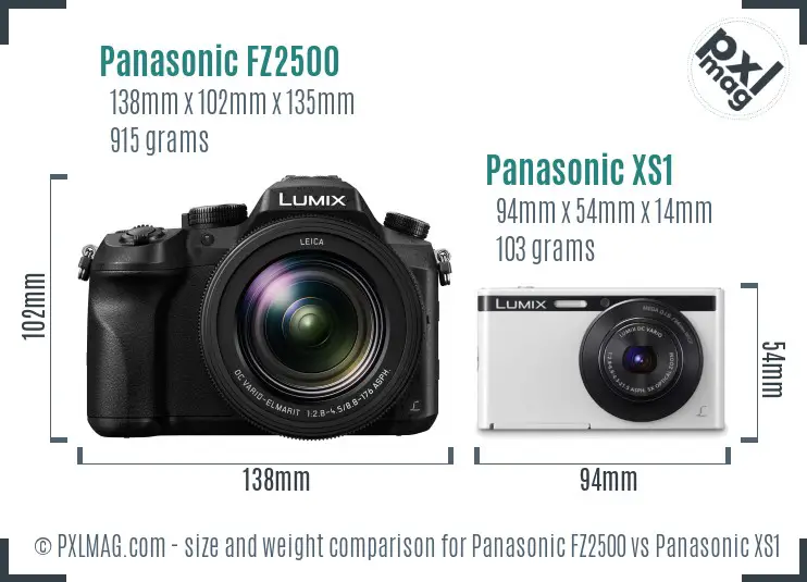 Panasonic FZ2500 vs Panasonic XS1 size comparison