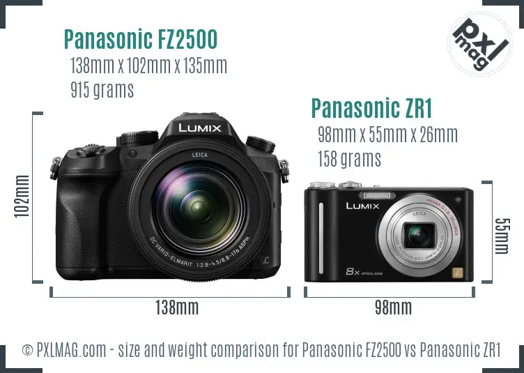 Panasonic FZ2500 vs Panasonic ZR1 size comparison
