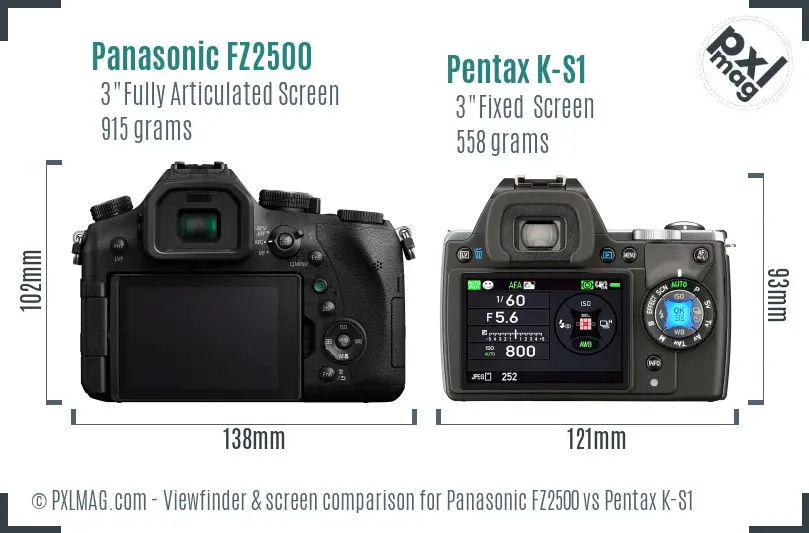 Panasonic FZ2500 vs Pentax K-S1 Screen and Viewfinder comparison