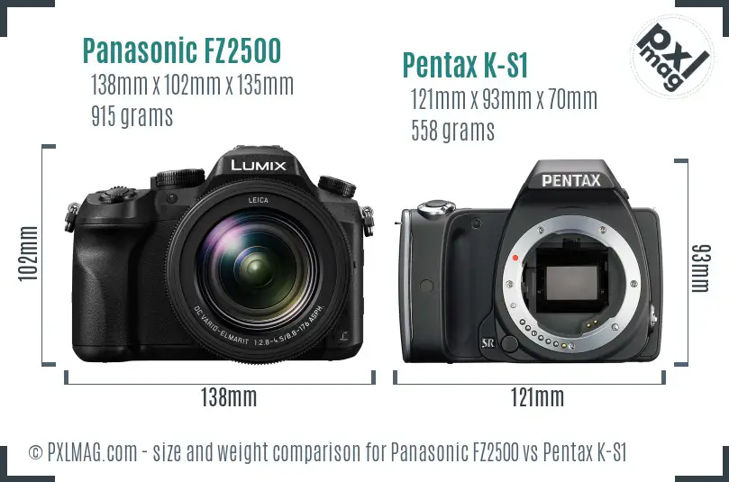 Panasonic FZ2500 vs Pentax K-S1 size comparison