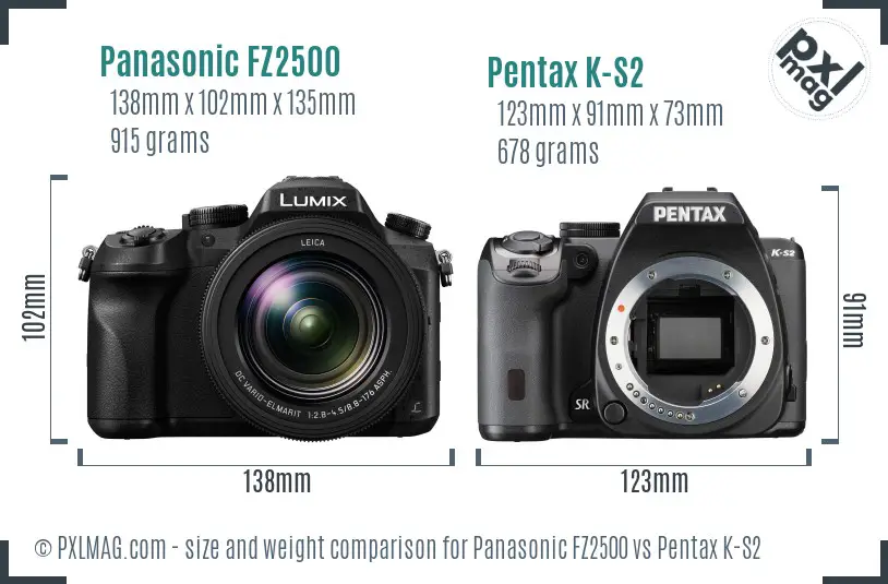 Panasonic FZ2500 vs Pentax K-S2 size comparison