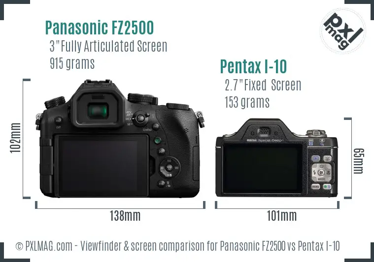Panasonic FZ2500 vs Pentax I-10 Screen and Viewfinder comparison