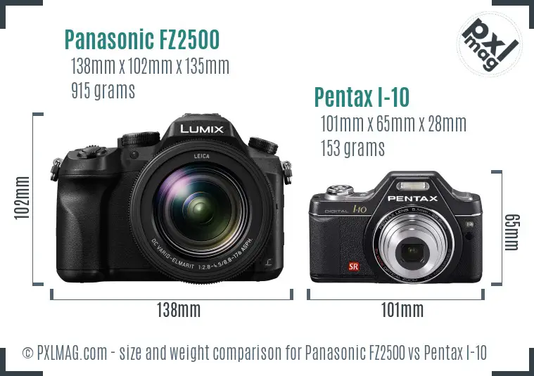 Panasonic FZ2500 vs Pentax I-10 size comparison