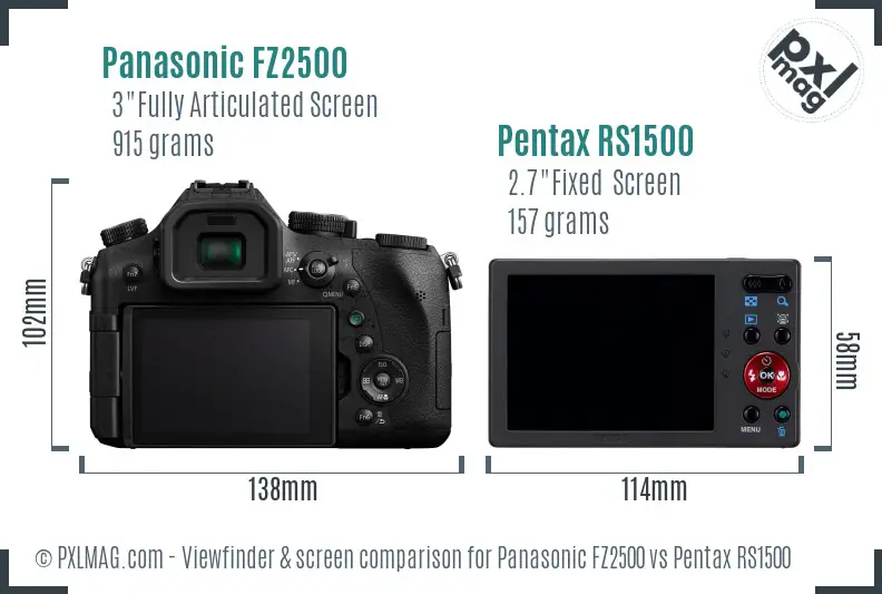 Panasonic FZ2500 vs Pentax RS1500 Screen and Viewfinder comparison