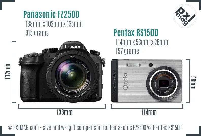 Panasonic FZ2500 vs Pentax RS1500 size comparison