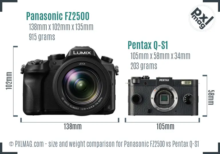 Panasonic FZ2500 vs Pentax Q-S1 size comparison