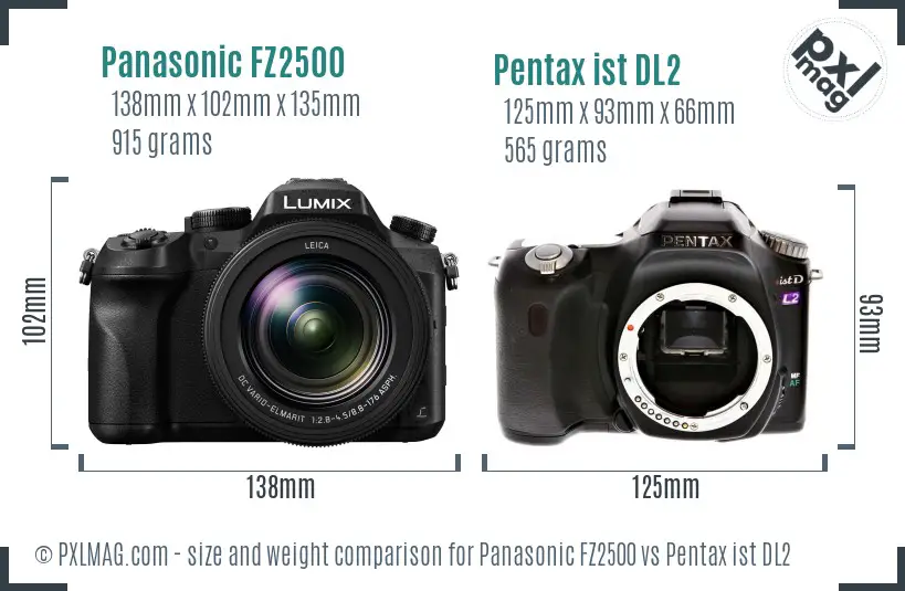 Panasonic FZ2500 vs Pentax ist DL2 size comparison