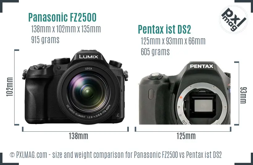 Panasonic FZ2500 vs Pentax ist DS2 size comparison