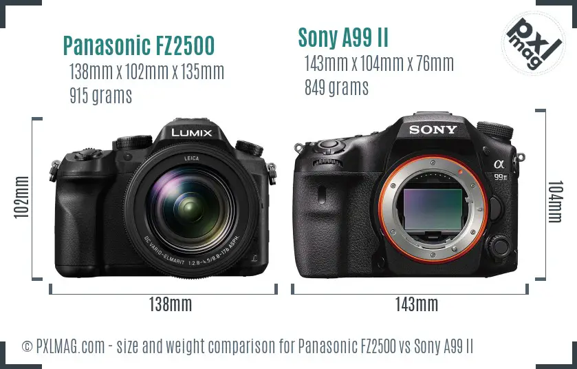 Panasonic FZ2500 vs Sony A99 II size comparison Panasonic FZ2500 vs Sony A99 II size comparison