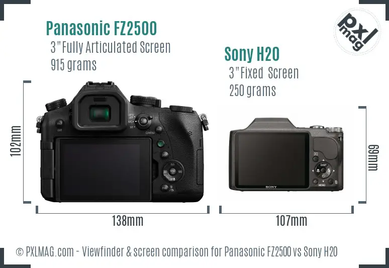 Panasonic FZ2500 vs Sony H20 Screen and Viewfinder comparison Panasonic FZ2500 vs Sony H20 Screen and Viewfinder comparison