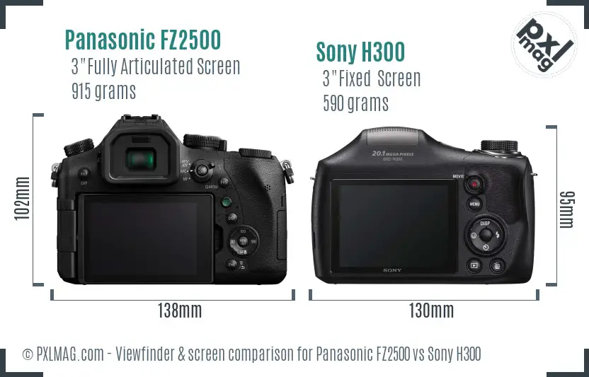 Panasonic FZ2500 vs Sony H300 Screen and Viewfinder comparison