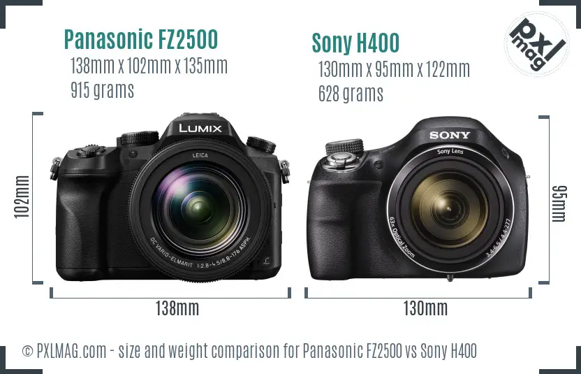 Panasonic FZ2500 vs Sony H400 size comparison
