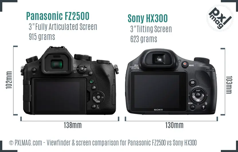 Panasonic FZ2500 vs Sony HX300 Screen and Viewfinder comparison Panasonic FZ2500 vs Sony HX300 Screen and Viewfinder comparison