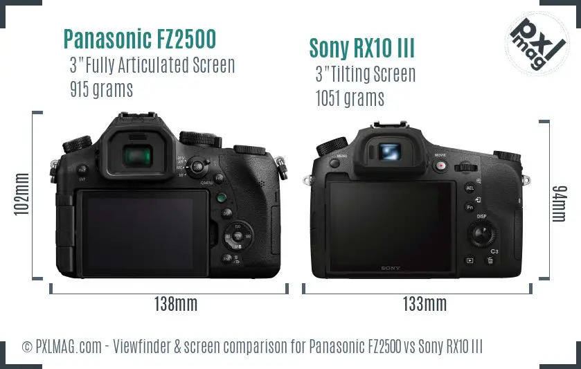 Panasonic FZ2500 vs Sony RX10 III Screen and Viewfinder comparison