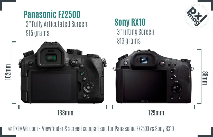 Panasonic FZ2500 vs Sony RX10 Screen and Viewfinder comparison