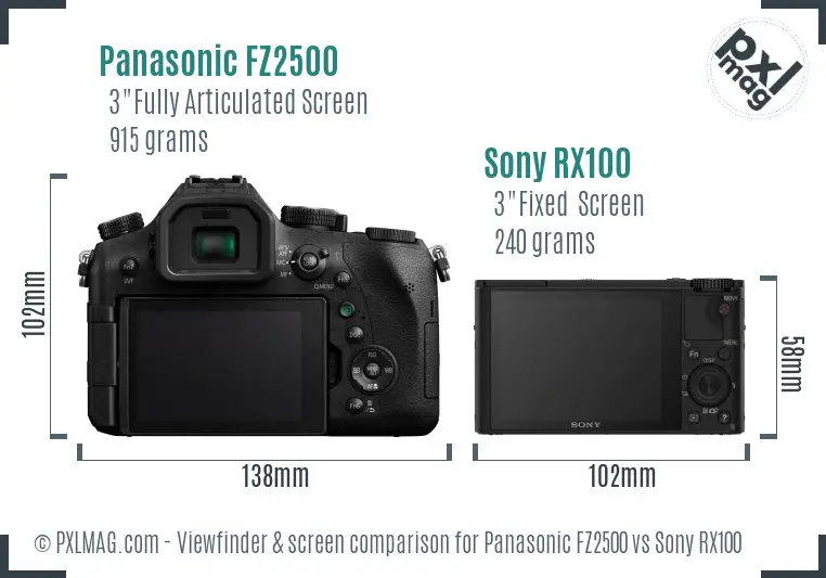 Panasonic FZ2500 vs Sony RX100 Screen and Viewfinder comparison Panasonic FZ2500 vs Sony RX100 Screen and Viewfinder comparison