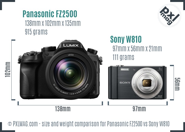Panasonic FZ2500 vs Sony W810 size comparison Panasonic FZ2500 vs Sony W810 size comparison