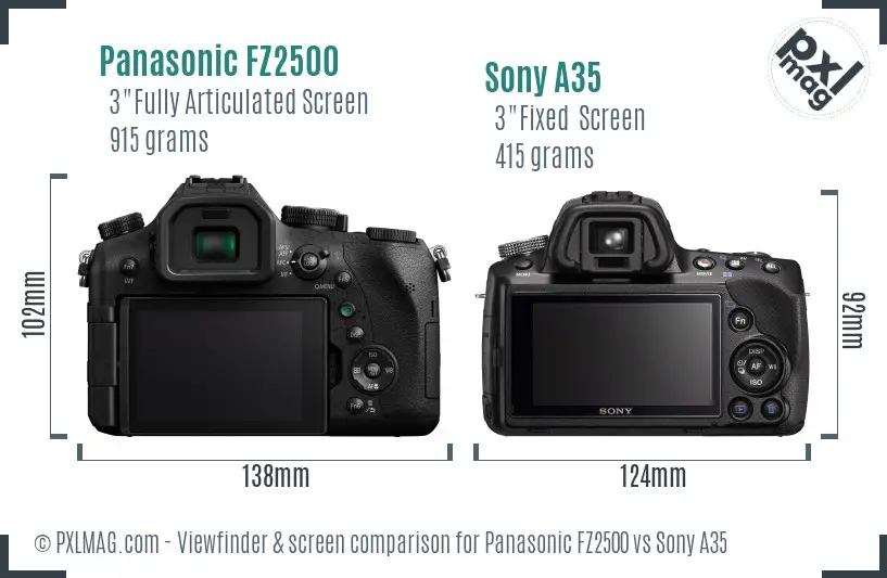Panasonic FZ2500 vs Sony A35 Screen and Viewfinder comparison Panasonic FZ2500 vs Sony A35 Screen and Viewfinder comparison
