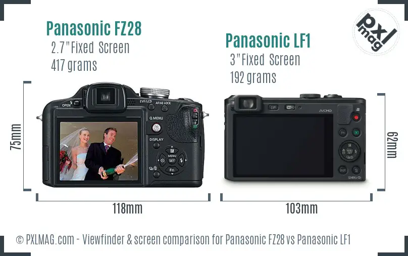 Panasonic FZ28 vs Panasonic LF1 Screen and Viewfinder comparison
