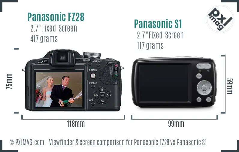Panasonic FZ28 vs Panasonic S1 Screen and Viewfinder comparison